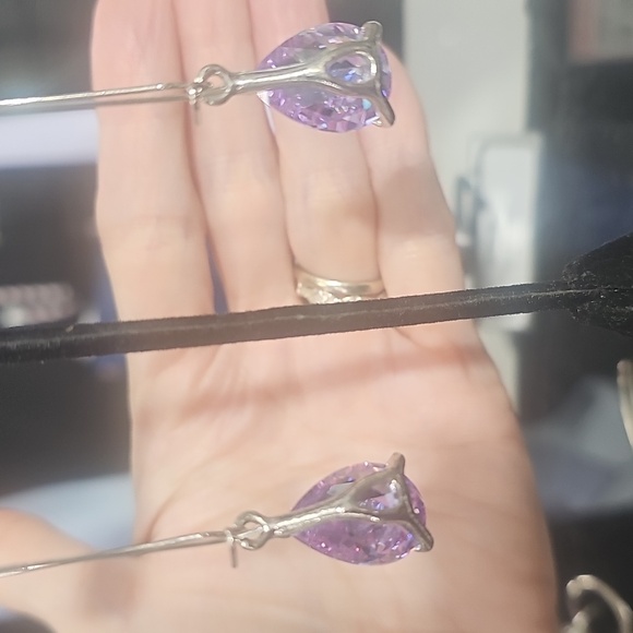 NWT Amethyst and Sterling Silver Wire Earrings from Artinfinitum.art Boutique - Picture 4 of 6